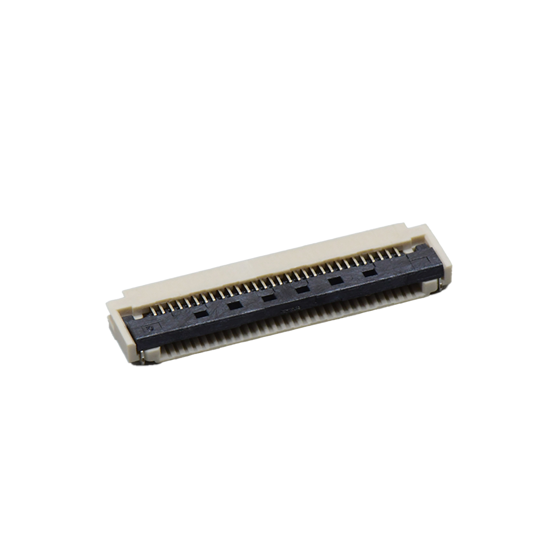 Pitch 0.50mm 90°H2.00mm 前掀盖下接触带蝴蝶扣卧贴 FPC
 30pin 本色 镀半金1U",镍